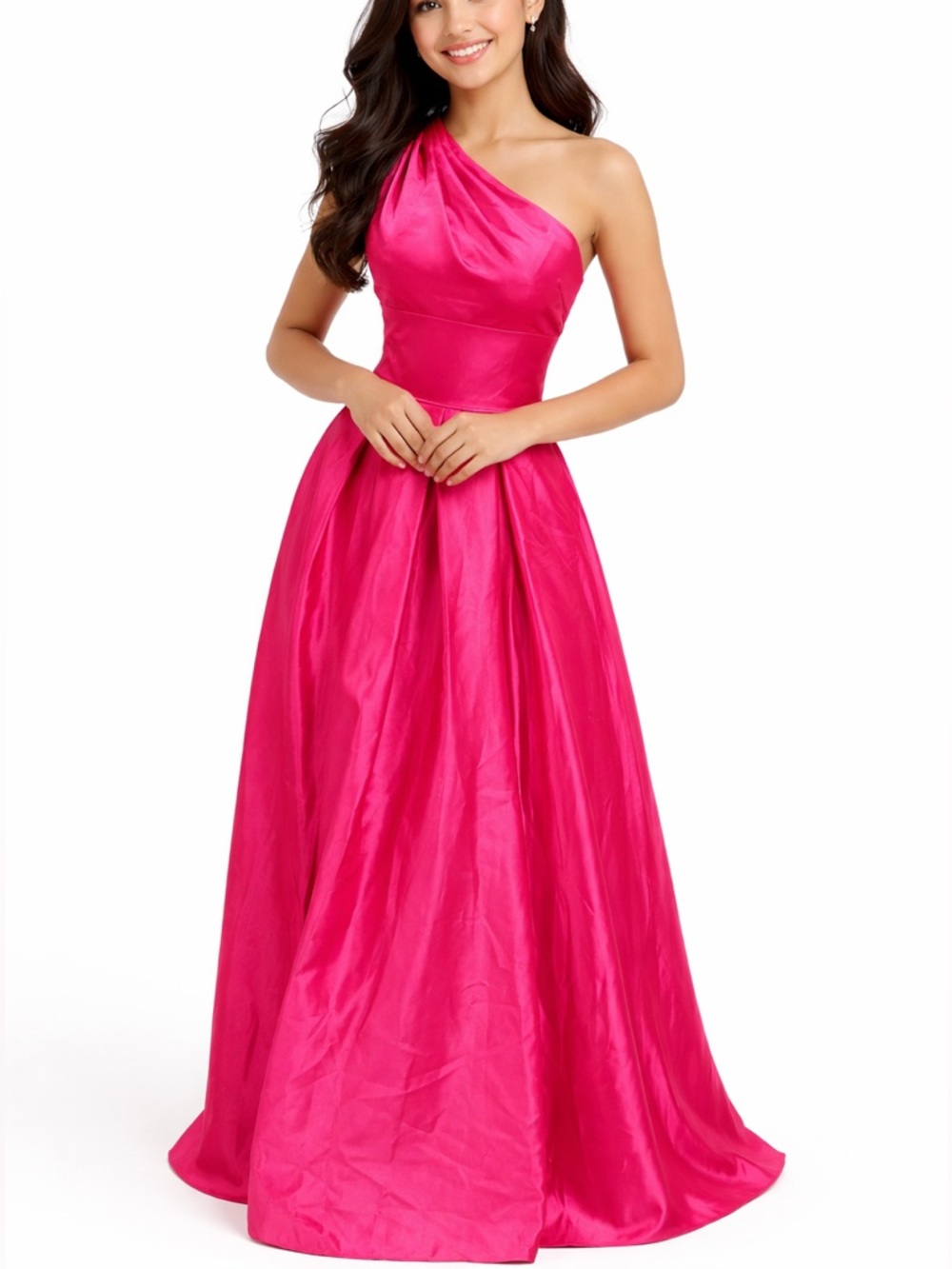 New Off The Shoulder Blondie NItes  Fuchsia Gown With Pockets Sz 0